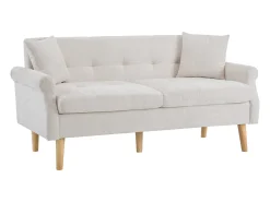 Sofá|Merax Sofá de 2 lugares em tecido chenille com almofadas grossas - 162 x 74 x 77 cm - para sala de estar, quarto - Bege