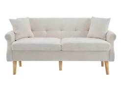 Sofá|Merax Sofá de 2 lugares em tecido chenille com almofadas grossas - 162 x 74 x 77 cm - para sala de estar, quarto - Bege
