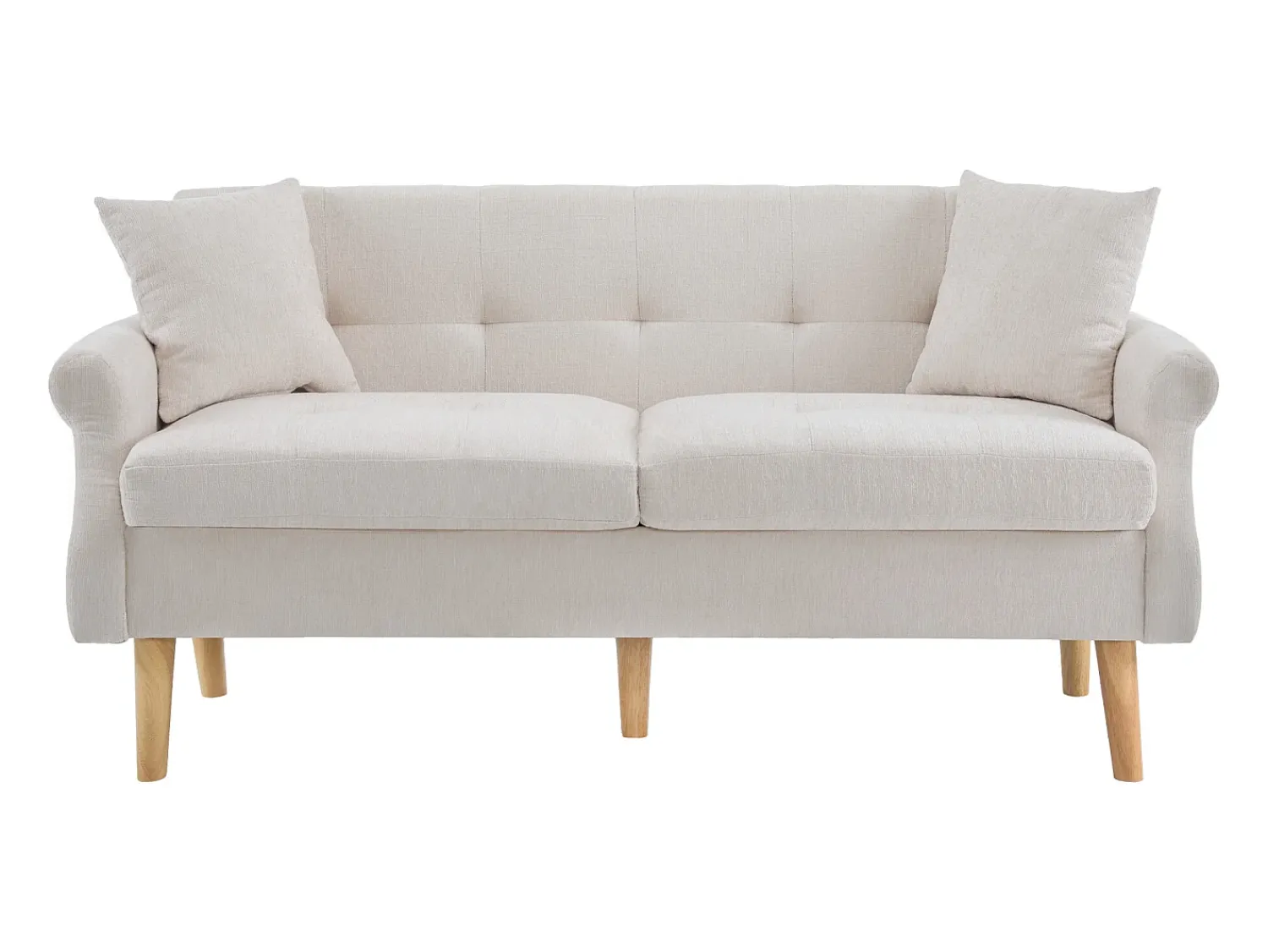 Sofá|Merax Sofá de 2 lugares em tecido chenille com almofadas grossas - 162 x 74 x 77 cm - para sala de estar, quarto - Bege