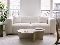 Discount Maison Céphy Sofá de 3 lugares em tecido bouclé cor branca POGNI da Branco