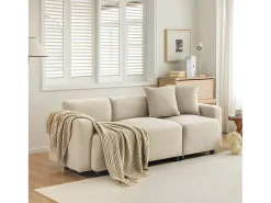 Clearance ModernLuxe Sofá de 3 lugares em tecido Chenille com 2 almofadas - dormir 211 cm - Bege
