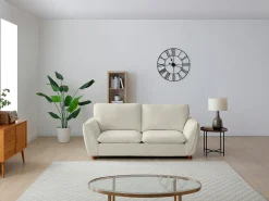 Vente-unique Sofá de 3 lugares em tecido de cor branco-pérola MENARDIA^ Sofá