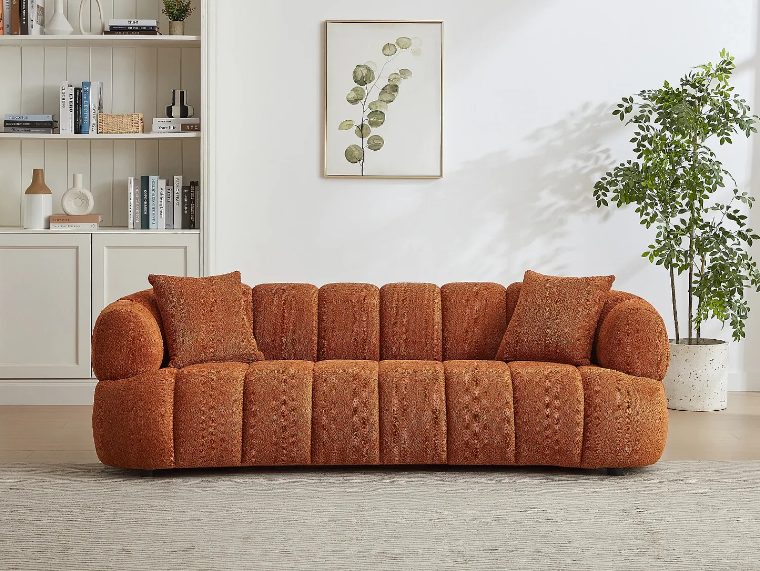 Vente-unique Sofá de 3 lugares em tecido bouclette terracotta COLIANI^ Sofá