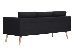 New vidaxl Sofá de 3 lugares em tecido Preto