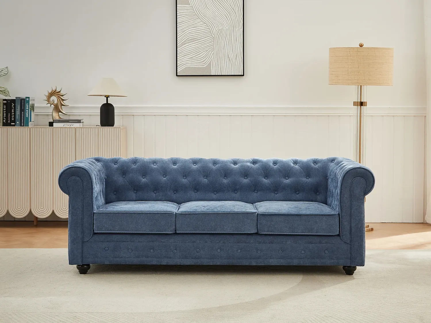 Vente-unique Sofá de 3 lugares em tecido de cor CHESTERFIELD^ Sofá