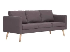 Clearance vidaxl Sofá de 3 lugares em tecido cinzento-acastanhado Taupe