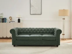 Vente-unique Sofá de 3 lugares em tecido cor CHESTERFIELD^ Sofá