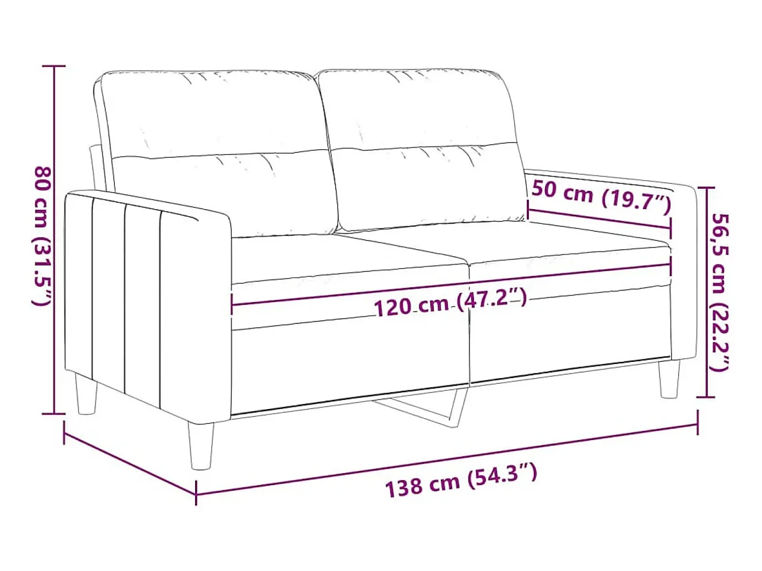 Sofá*vidaxl Sofá de 2 lugares em tecido 120 cm -claro Cinzento