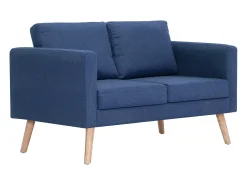 Clearance Sofá de 2 lugares em tecido PT513407 Azul
