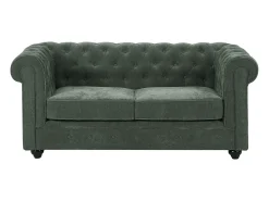 Discount Vente-unique Sofá de 2 lugares em tecido de cor CHESTERFIELD Verde