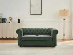 Discount Vente-unique Sofá de 2 lugares em tecido de cor CHESTERFIELD Verde