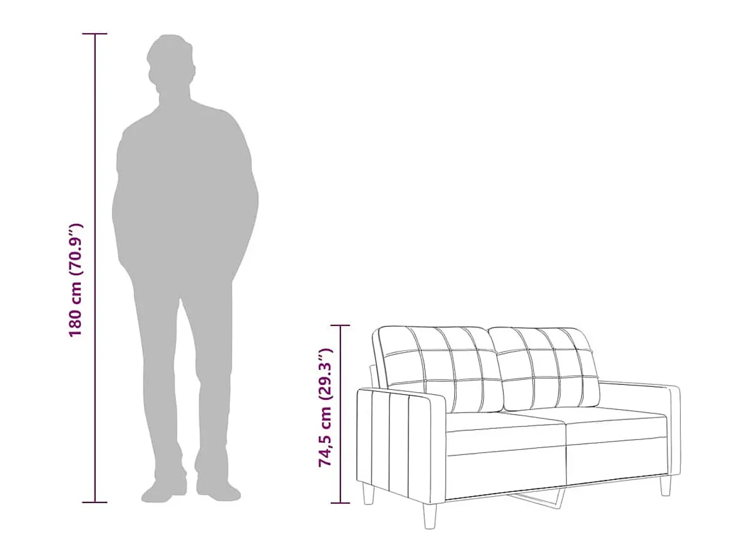 Sofá|vidaxl Sofá de 2 lugares em tecido 140 cm -escuro Cinzento