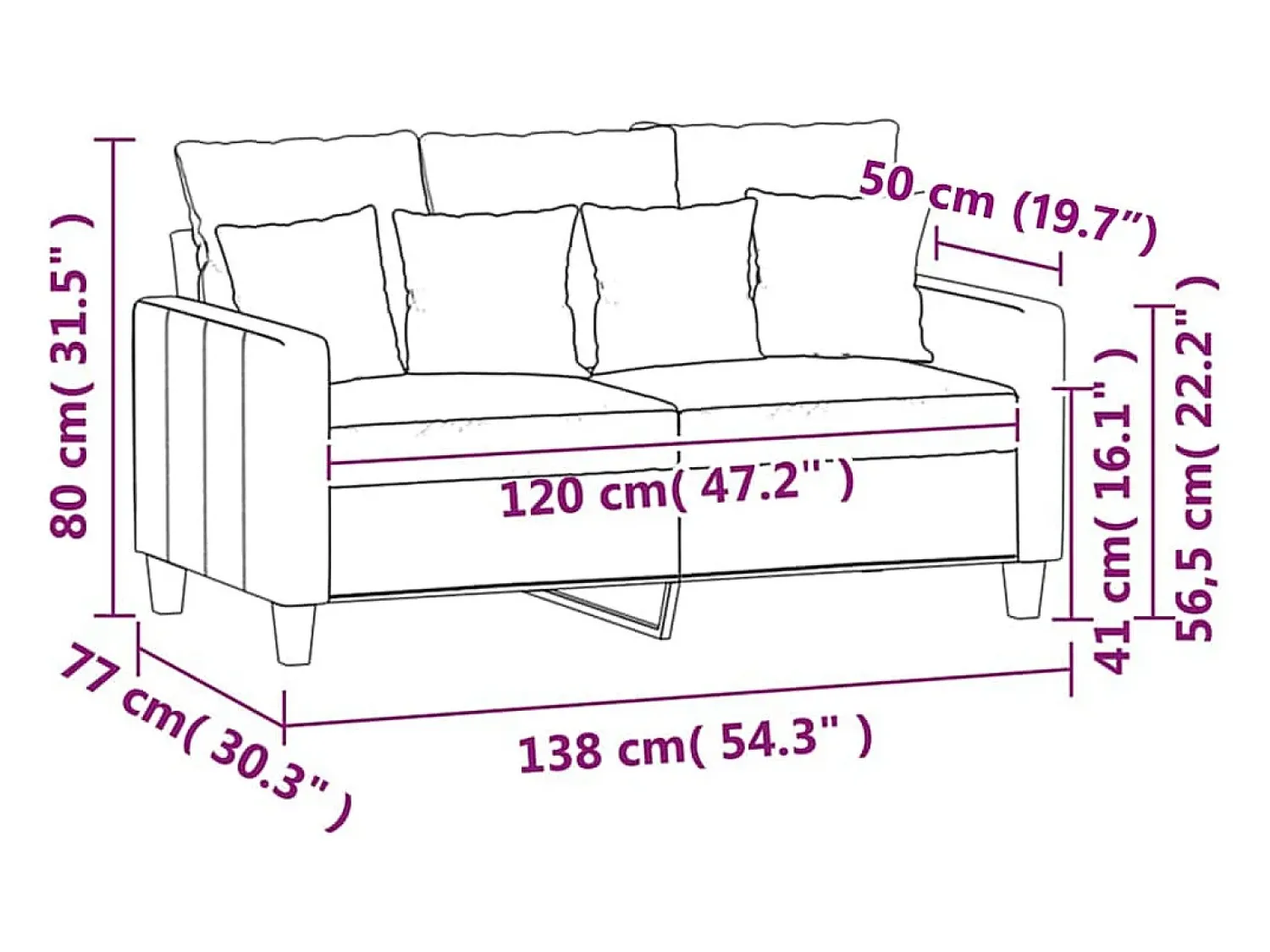vidaxl Sofá de 2 lugares em tecido 120 cm cinzento-claro^ Sofá