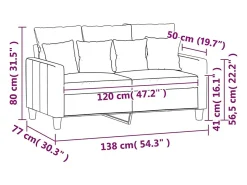 vidaxl Sofá de 2 lugares em tecido 120 cm cinzento-claro^ Sofá