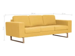 Best vidaxl Sofá de 3 lugares em tecido Amarelo