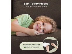 DripeX Sofá de 3 lugares em Teddy Velvet, sofá grande do sofá direito em madeira maciça, sofre com apoios de braços, 210 x 79 x 89 cm - marrom^ Sofá