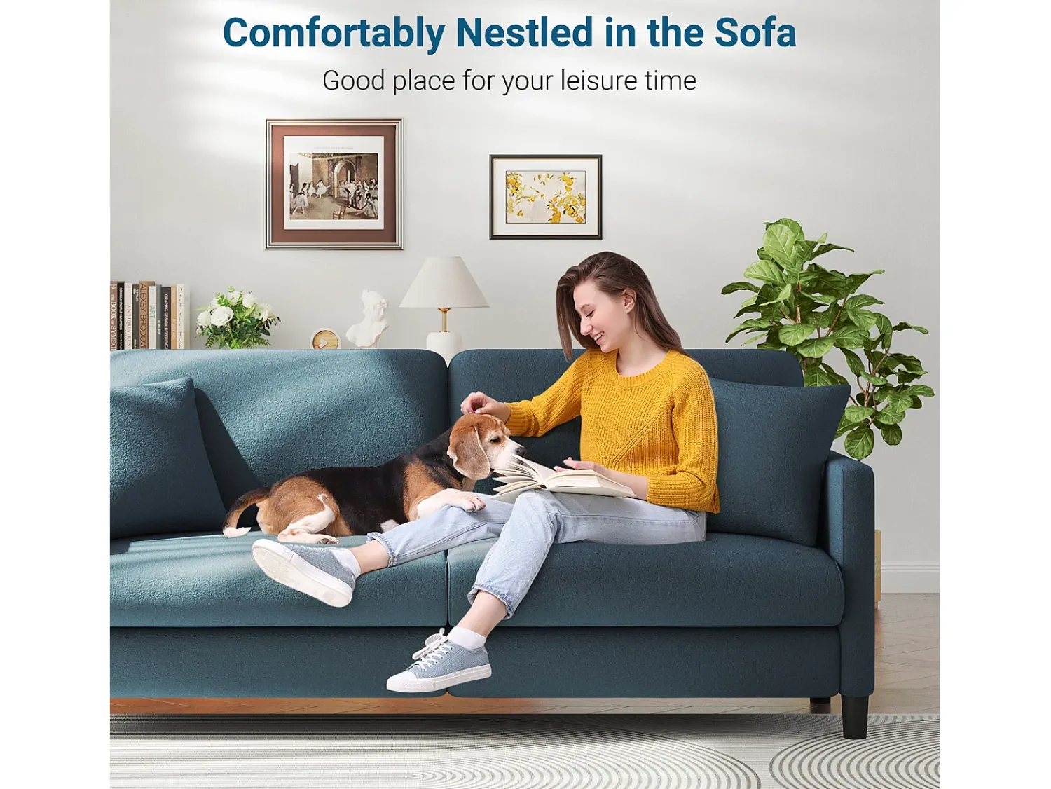 DripeX Sofá de 3 lugares em Teddy Velvet, sofá de conforto à direita em madeira maciça, amossa com apoios de braços, 193x79x89cm, -cinza-cinza^ Sofá