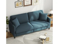 DripeX Sofá de 3 lugares em Teddy Velvet, sofá de conforto à direita em madeira maciça, amossa com apoios de braços, 193x79x89cm, -cinza-cinza^ Sofá