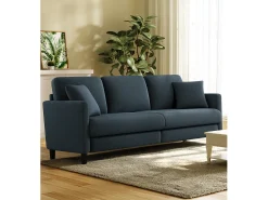 Sofá|DripeX Sofá de 3 lugares em Teddy Velvet, sofá grande do sofá direito em madeira maciça, sofre com apoios de braços, 210 x 79 x 89 cm, -cinza-cinza Azul