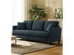 Sofá|DripeX Sofá de 3 lugares em Teddy Velvet, sofá grande do sofá direito em madeira maciça, sofre com apoios de braços, 210 x 79 x 89 cm, -cinza-cinza Azul