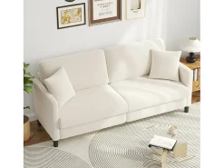 Sale DripeX Sofá de 3 lugares em Teddy Velvet, sofá de conforto à direita em madeira maciça, sofá com apoios de braços, 193x79x89cm, , Bege