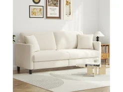 Sale DripeX Sofá de 3 lugares em Teddy Velvet, sofá de conforto à direita em madeira maciça, sofá com apoios de braços, 193x79x89cm, , Bege