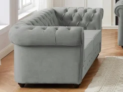 Sofá*Vente-unique Sofá de 2 lugares em veludo cinza-claro CHESTERFIELD Cinzento claro