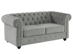Sofá*Vente-unique Sofá de 2 lugares em veludo cinza-claro CHESTERFIELD Cinzento claro