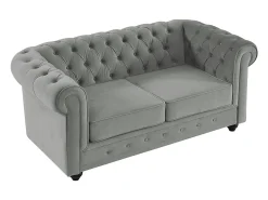Sofá*Vente-unique Sofá de 2 lugares em veludo cinza-claro CHESTERFIELD Cinzento claro