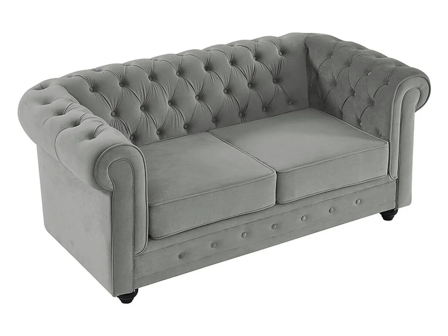 Sofá*Vente-unique Sofá de 2 lugares em veludo cinza-claro CHESTERFIELD Cinzento claro