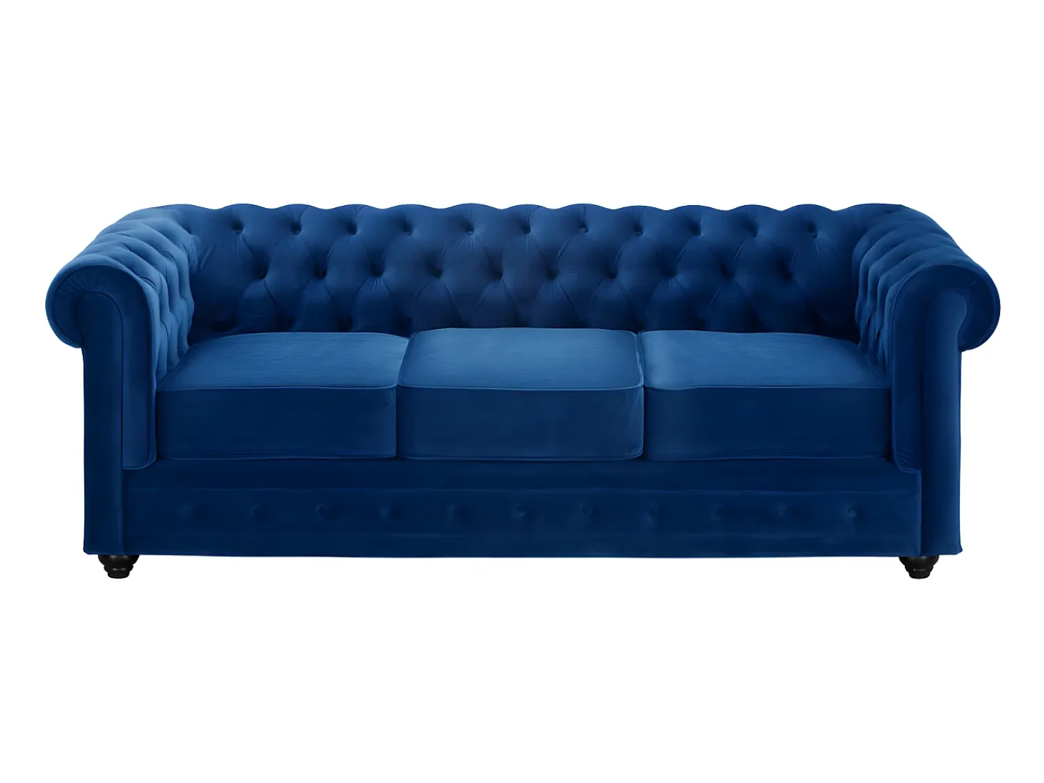 Sofá*Vente-unique Sofá de 3 lugares em veludo azul real CHESTERFIELD Azul escuro
