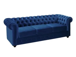Sofá*Vente-unique Sofá de 3 lugares em veludo azul real CHESTERFIELD Azul escuro