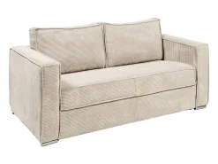 Clearance Vente-unique Sofá de 3 lugares em veludo canelado assento memória de forma 18 cm LORETO Bege