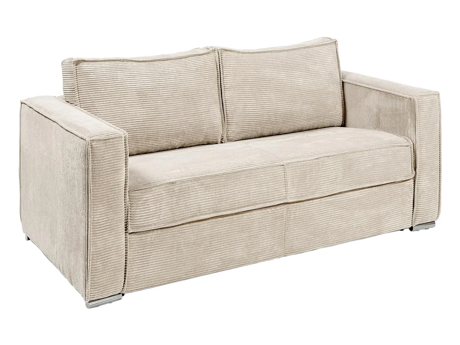 Clearance Vente-unique Sofá de 3 lugares em veludo canelado assento memória de forma 18 cm LORETO Bege