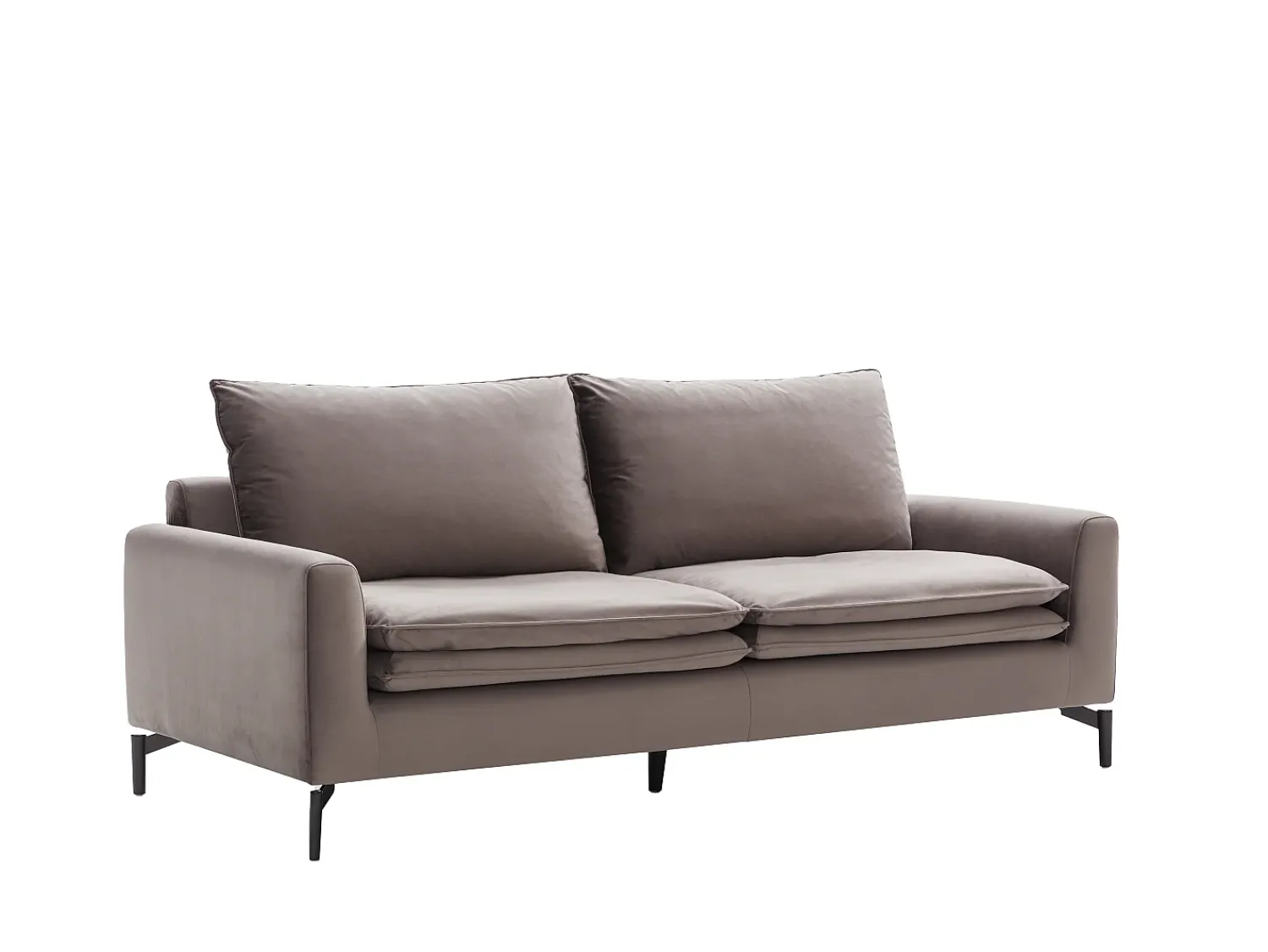 Sofá|Vente-unique Sofá de 3 lugares em veludo estilo contemporâneo - ISENA Taupe