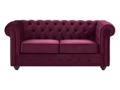 Sofá|Vente-unique Sofá de 2 lugares em veludo de cor roxa CHESTERFIELD Bordeaux