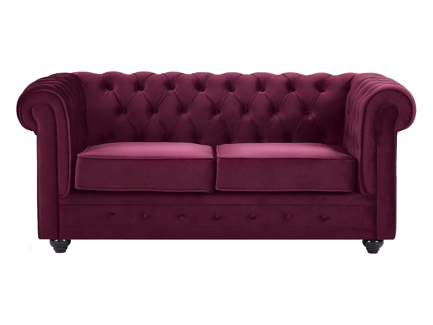 Sofá|Vente-unique Sofá de 2 lugares em veludo de cor roxa CHESTERFIELD Bordeaux