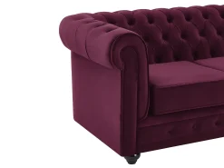 Sofá|Vente-unique Sofá de 2 lugares em veludo de cor roxa CHESTERFIELD Bordeaux