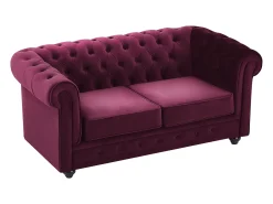 Sofá|Vente-unique Sofá de 2 lugares em veludo de cor roxa CHESTERFIELD Bordeaux