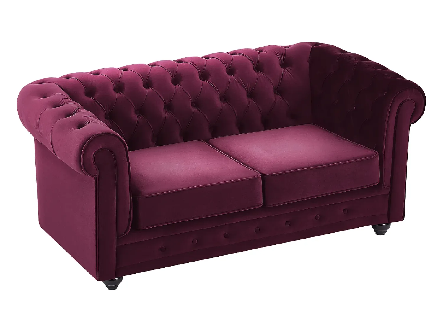 Sofá|Vente-unique Sofá de 2 lugares em veludo de cor roxa CHESTERFIELD Bordeaux