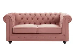 Sofá*Vente-unique Sofá de 2 lugares em veludo cor-de-rosa pastel - CHESTERFIELD Rosa claro