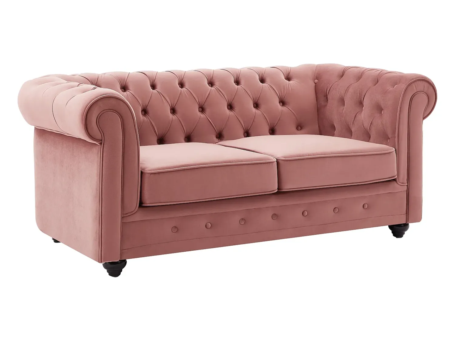 Sofá*Vente-unique Sofá de 2 lugares em veludo cor-de-rosa pastel - CHESTERFIELD Rosa claro