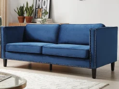 Sofá*Vente-unique Sofá de 3 lugares em veludo ou estilo charme vintage - MASULI Azul