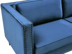 Sofá*Vente-unique Sofá de 3 lugares em veludo ou estilo charme vintage - MASULI Azul
