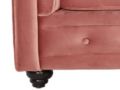 Vente-unique Sofá de 3 lugares em veludo rosa pastel CHESTERFIELD^ Sofá