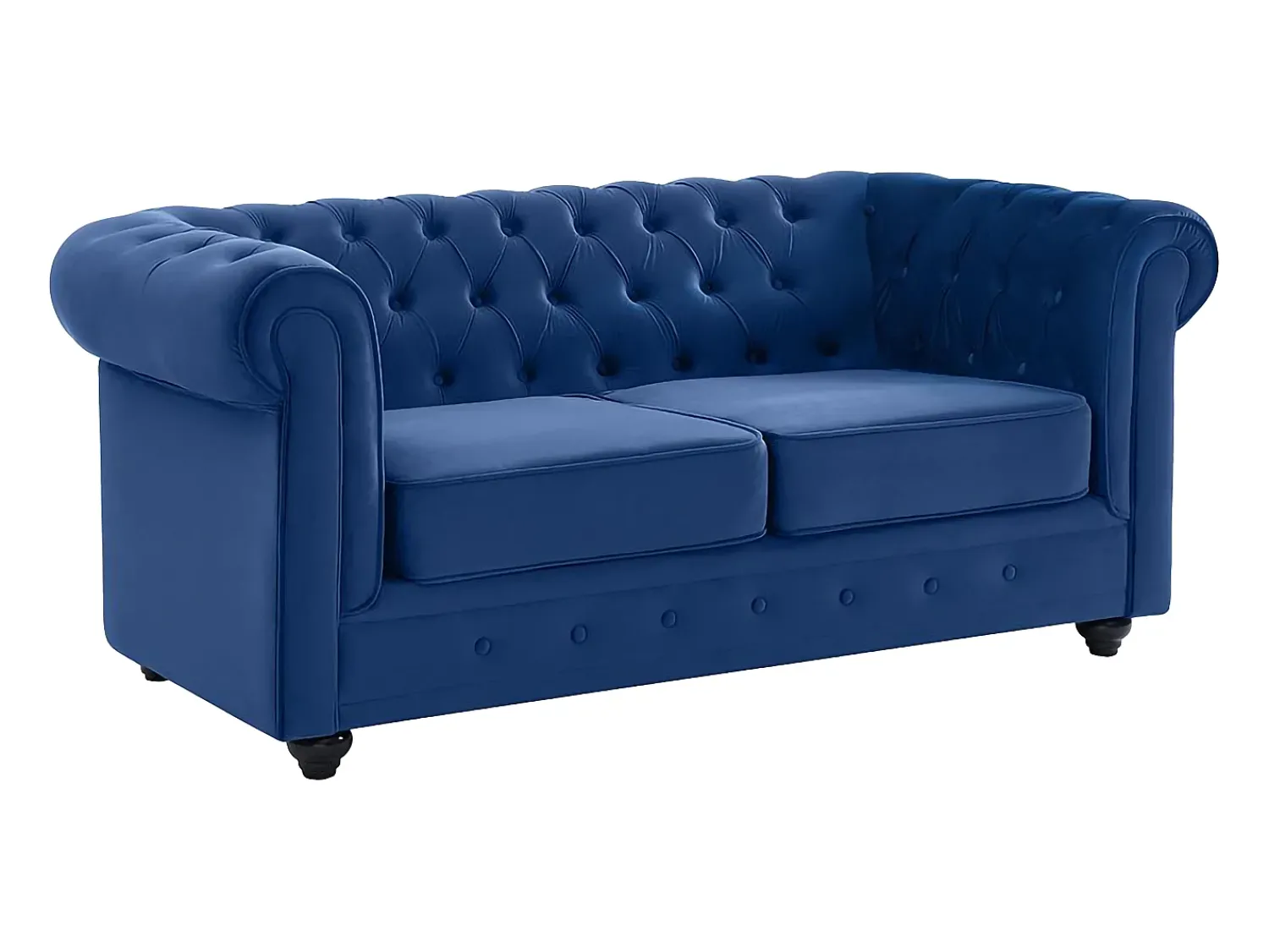 Sofá*Vente-unique Sofá de 2 lugares em veludo azul real CHESTERFIELD Azul escuro