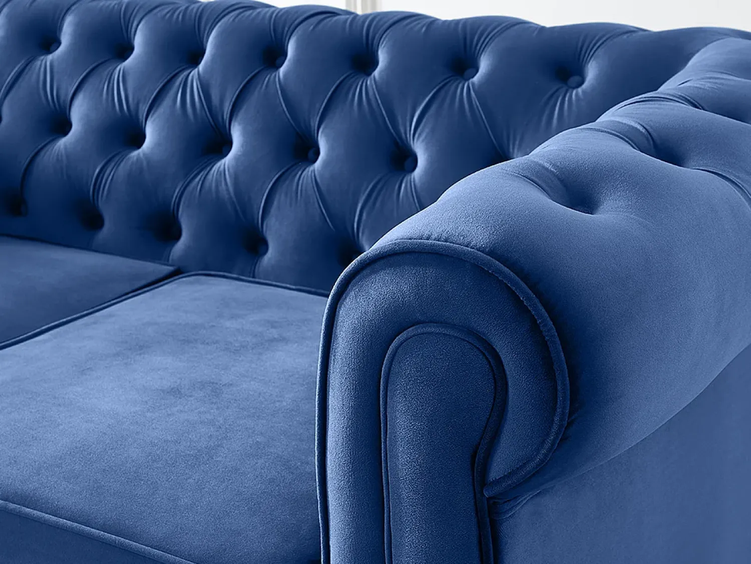 Sofá*Vente-unique Sofá de 2 lugares em veludo azul real CHESTERFIELD Azul escuro