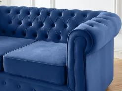 Sofá*Vente-unique Sofá de 2 lugares em veludo azul real CHESTERFIELD Azul escuro