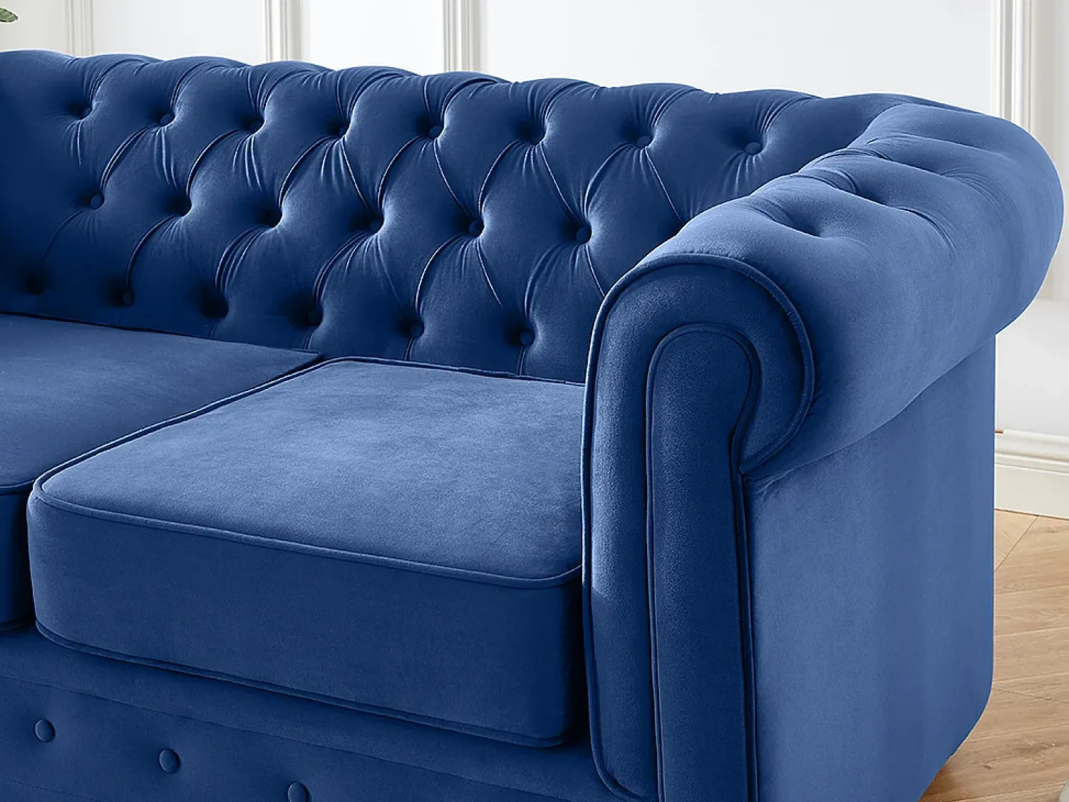 Sofá*Vente-unique Sofá de 2 lugares em veludo azul real CHESTERFIELD Azul escuro