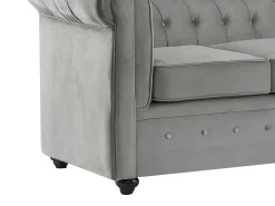 Sofá|Vente-unique Sofá de 3 lugares em veludo cinzento prateado CHESTERFIELD Cinzento claro